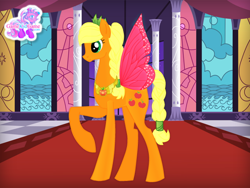 Size: 640x480 | Tagged: safe, artist:user15432, applejack, earth pony, pony, crown, crystal hairstyle, element of honesty, fairy, fairy pony, fairy princess, fairy wings, gamekidgame, jewelry, peytral, princess applejack, regalia, wings