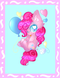 Size: 1000x1300 | Tagged: safe, artist:demondy03art, artist:sweethearts11, pinkie pie, earth pony, pony, balloon, chibi, one eye closed, solo, tongue out, wink