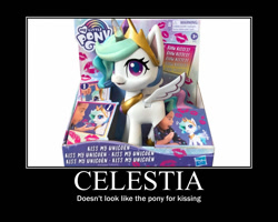 Size: 750x600 | Tagged: safe, princess celestia, alicorn, pony, my little pony: pony life, doll, kiss my unicorn, motivational poster, toy