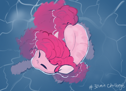 Size: 2500x1800 | Tagged: safe, artist:veesocks, pinkie pie, earth pony, pony, 30 minute art challenge, cute, diapinkes, eyes closed, female, mare, overhead view, swimming, top down, water, wet