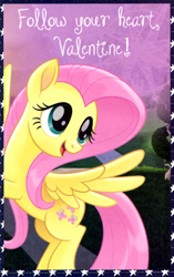 Size: 268x428 | Tagged: safe, fluttershy, pegasus, pony, my little pony: the movie, cute, holiday, official, scan, shyabetes, solo, valentine's day, valentine's day card