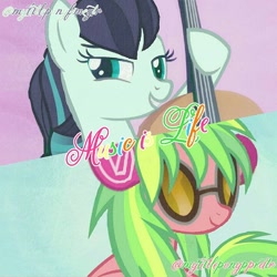 Size: 750x750 | Tagged: artist needed, safe, coloratura, dj pon-3, lemon zest, octavia melody, vinyl scratch, equestria girls, alternate universe, cello, equestria girls ponified, instagram, musical instrument, ponified, rara