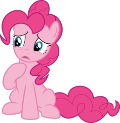 Size: 1402x1440 | Tagged: safe, artist:ponkus, pinkie pie, pony, hearthbreakers, sad, simple background, sitting, solo, transparent background, vector