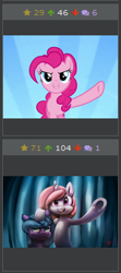 Size: 158x355 | Tagged: safe, derpibooru import, pinkie pie, princess celestia, princess luna, alicorn, earth pony, pony, derpibooru, exploitable meme, juxtaposition, juxtaposition win, meme, meta