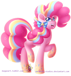 Size: 1024x1087 | Tagged: safe, artist:calamity-studios, part of a set, pinkie pie, earth pony, pony, female, mare, open mouth, rainbow power, simple background, smiling, solo, transparent background