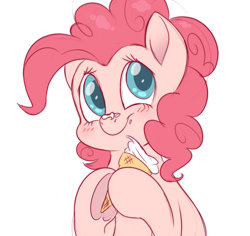 Size: 3700x3500 | Tagged: safe, artist:fluffyxai, pinkie pie, earth pony, pony, blushing, bust, cute, diapinkes, female, food, hoof hold, ice cream, looking at you, simple background, smiling, solo, white background