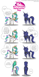 Size: 1698x3370 | Tagged: safe, artist:perfectblue97, princess celestia, princess luna, alicorn, pony, butt, comic, female, mare, plot, pointy ponies, royal sisters