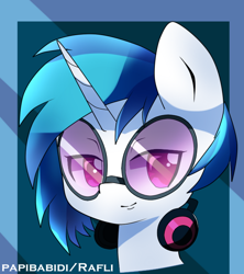 Size: 602x678 | Tagged: safe, artist:papibabidi, dj pon-3, vinyl scratch, pony, unicorn, bust, female, glasses, headphones, mare, solo