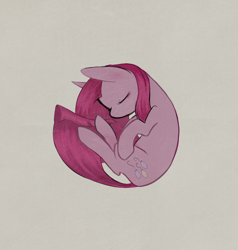 Size: 950x1000 | Tagged: safe, artist:kisynya193, pinkie pie, earth pony, pony, female, fetal position, mare, pinkamena diane pie, simple background, solo, white background