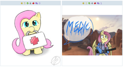 Size: 511x277 | Tagged: safe, derpibooru import, fluttershy, pegasus, pony, cute, derpibooru, exploitable meme, juxtaposition, juxtaposition win, medic, meme, meta, team fortress 2