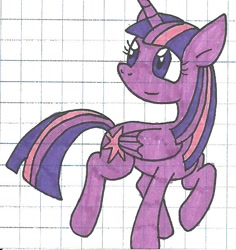 Size: 568x601 | Tagged: safe, artist:cmara, derpibooru import, twilight sparkle, twilight sparkle (alicorn), alicorn, pony, graph paper, solo, traditional art