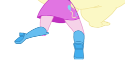 Size: 2208x1242 | Tagged: safe, artist:solitaryscribbles, edit, fluttershy, pinkie pie, equestria girls, balloon, boots, clothes, cropped, feet, high heel boots, legs, pictures of legs, shoes, skirt, thighs
