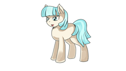 Size: 1280x720 | Tagged: safe, artist:jbond, coco pommel, missing accessory, parody, simple background, solo, white background