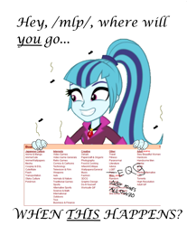 Size: 971x1173 | Tagged: safe, sonata dusk, equestria girls, /mlp/, 4chan, bad edit, crappy art, equestria girls drama, meta, text