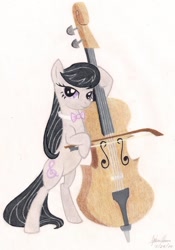 Size: 748x1069 | Tagged: safe, artist:soulsliver249, octavia melody, earth pony, pony, cello, musical instrument, solo, traditional art