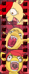 Size: 300x752 | Tagged: safe, artist:bakki, apple bloom, cropped, laughing, nightmare fuel, reaction image, snapple bloom