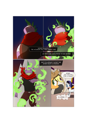 Size: 3541x5016 | Tagged: safe, artist:gashiboka, applejack, rarity, spike, dragon, earth pony, pony, unicorn, comic:recall the time of no return, comic, high res, older, older spike