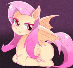 Size: 1111x1042 | Tagged: safe, alternate version, artist:master_0130, fluttershy, bat pony, pony, female, flutterbat, looking at you, mare, missing cutie mark, race swap, solo