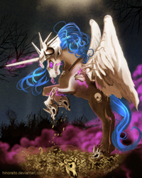 Size: 648x810 | Tagged: safe, artist:hinoraito, oc, oc only, alicorn, pony, alicorn oc, death, female, mare, rearing, solo