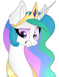 Size: 2000x2600 | Tagged: safe, artist:princesslunka10, princess celestia, alicorn, pony, bust, female, high res, jewelry, mare, peytral, portrait, regalia, simple background, solo, transparent background