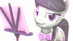 Size: 3840x2160 | Tagged: safe, artist:tesseron-c, octavia melody, earth pony, pony, 3d, book, bowtie, looking at you, solo, source filmmaker