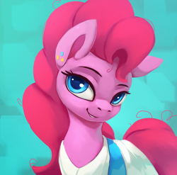 Size: 1114x1100 | Tagged: safe, artist:rodrigues404, pinkie pie, earth pony, pony, clothes, female, mare, simple background, smiling, solo