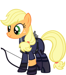 Size: 900x1017 | Tagged: safe, artist:90sigma, edit, applejack, earth pony, pony, arrow, boots, bow (weapon), bow and arrow, captain america: civil war, clothes, female, hawkeye, mare, marvel, marvel cinematic universe, ponified, shoes, simple background, solo, transparent background, vector, vector edit, weapon