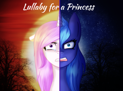 Size: 1200x888 | Tagged: safe, artist:adlain-arts, artist:starbixio, princess celestia, princess luna, alicorn, pony, bust, crying, duality, lullaby for a princess, redraw