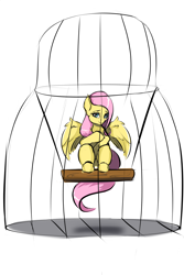 Size: 3000x4500 | Tagged: safe, artist:kittytitikitty, fluttershy, pegasus, pony, cage, solo, symbolism