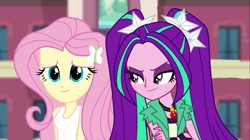 Size: 1800x1011 | Tagged: safe, artist:bigpurplemuppet99, edit, edited screencap, screencap, aria blaze, fluttershy, equestria girls, ariashy, female, flutterblaze, lesbian, shipping