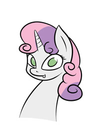 Size: 768x1024 | Tagged: safe, artist:i-am-luigi, sweetie belle, bust, no pupils, portrait, simple background, solo, white background