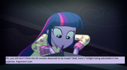 Size: 1024x571 | Tagged: safe, artist:thejboy88, derpibooru import, screencap, twilight sparkle, equestria girls, rainbow rocks, clothes, cute, mouth drawing, mouth hold, pajamas, pen