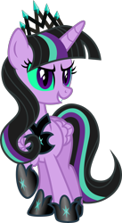 Size: 3117x5685 | Tagged: safe, artist:osipush, derpibooru import, twilight sparkle, twilight sparkle (alicorn), oc, oc:twivine sparkle, alicorn, pony, absurd resolution, commission, evil, female, folded wings, inkscape, mare, raised hoof, simple background, solo, transparent background, twivine sparkle, vector