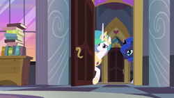 Size: 1920x1080 | Tagged: safe, screencap, princess celestia, princess luna, alicorn, pony, the summer sun setback, book