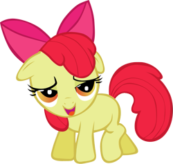 Size: 539x511 | Tagged: safe, artist:rhubarb-leaf, apple bloom, earth pony, pony, bedroom eyes, female, filly, floppy ears, show accurate, simple background, solo, transparent background, vector