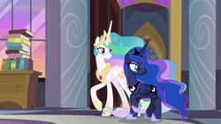 Size: 1920x1080 | Tagged: safe, screencap, princess celestia, princess luna, alicorn, pony, the summer sun setback, book