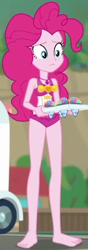 Size: 210x596 | Tagged: safe, screencap, pinkie pie, better together, equestria girls, too hot to handle, barefoot, clothes, cropped, feet, geode of sugar bombs, solo, swimsuit