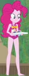 Size: 218x573 | Tagged: safe, screencap, pinkie pie, better together, equestria girls, too hot to handle, clothes, cropped, geode of sugar bombs, solo, swimsuit