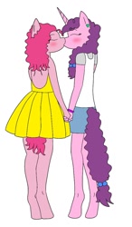 Size: 600x1024 | Tagged: safe, artist:mintybelle-art, pinkie pie, sugar belle, anthro, female, lesbian, shipping, sugarpie