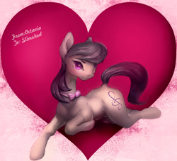 Size: 2000x1814 | Tagged: safe, artist:oneofyouare, octavia melody, earth pony, pony, backwards cutie mark, bowtie, prone, solo, valentine, valentine's day