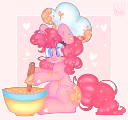 Size: 3400x3200 | Tagged: safe, artist:bunxl, pinkie pie, earth pony, pony, bowl, chef's hat, female, hat, heart eyes, mare, solo, starry eyes, wingding eyes