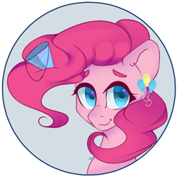 Size: 600x600 | Tagged: safe, artist:salicsa, pinkie pie, earth pony, pony, bust, female, hat, mare, party hat, solo