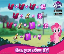 Size: 940x788 | Tagged: safe, pinkie pie, earth pony, pony, female, gameloft, mare, math, pink coat, solo