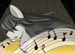 Size: 1748x1240 | Tagged: safe, artist:zeskii, octavia melody, earth pony, pony, eyes closed, music, music notes, solo