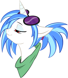 Size: 2640x3000 | Tagged: safe, artist:alcesmire, dj pon-3, vinyl scratch, pony, unicorn, alternate hairstyle, bust, female, floppy ears, horn, mare, portrait, simple background, solo, sunglasses, teeth, transparent background, vector
