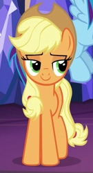 Size: 253x470 | Tagged: safe, screencap, applejack, earth pony, pony, shadow play, cropped, lidded eyes