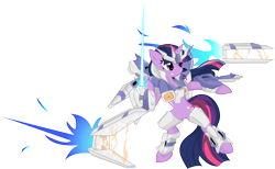 Size: 7431x4572 | Tagged: safe, artist:halotheme, derpibooru import, twilight sparkle, absurd resolution, gundam, hi nu gundam, mobile suit gundam char's counterattack, parody