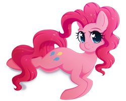 Size: 2298x1851 | Tagged: safe, artist:fluffymaiden, pinkie pie, earth pony, pony, cute, diapinkes, female, heart eyes, looking at you, lying down, mare, simple background, smiling, solo, white background, wingding eyes