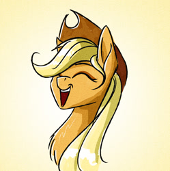 Size: 1468x1476 | Tagged: safe, artist:akweer, applejack, earth pony, pony, cowboy hat, female, hat, laughing, mare, open mouth, smiling, solo, stetson