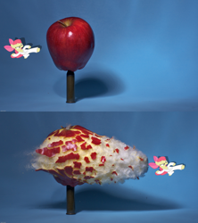 Size: 800x900 | Tagged: safe, apple bloom, earth pony, pony, apple, bullet, bulletbloom, female, filly, solo